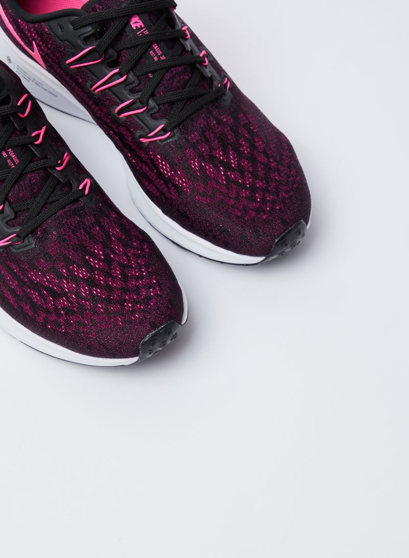 Nike Air Zoom Pegasus 36 Lace-Up Running Shoes Black/Pink - Image 2
