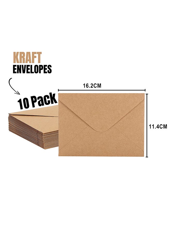 10-Piece Postcard Paper Envelopes Set Brown - Image 2