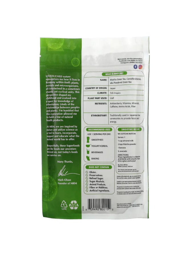 MRM - Raw Matcha Green Tea Powder 6 Oz 170 G - Image 1