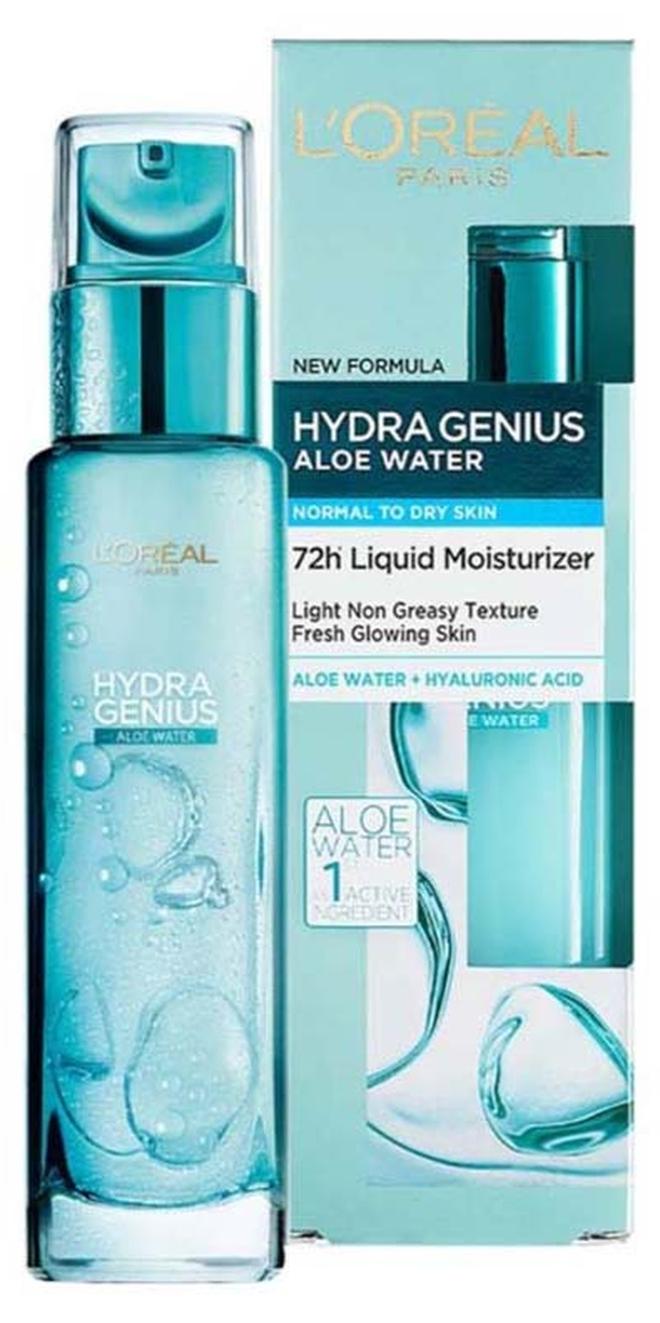 L'OREAL PARIS Hydra Genius Aloe Water & Hyaluronic Acid 72H Liquid Moisturizer, Normal to Dry Skin Clear 70ml - Image 1