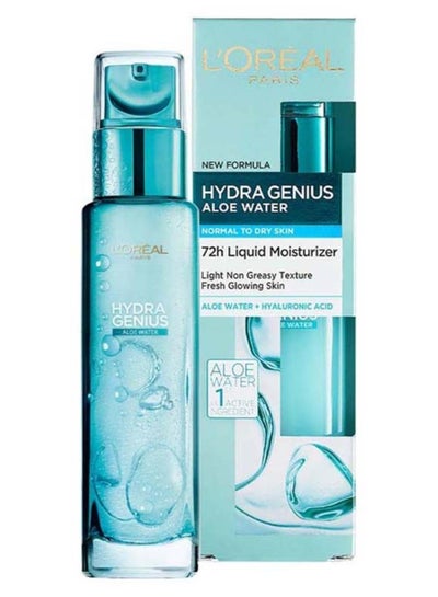 L'OREAL PARIS Hydra Genius Aloe Water & Hyaluronic Acid 72H Liquid Moisturizer, Normal to Dry Skin Clear