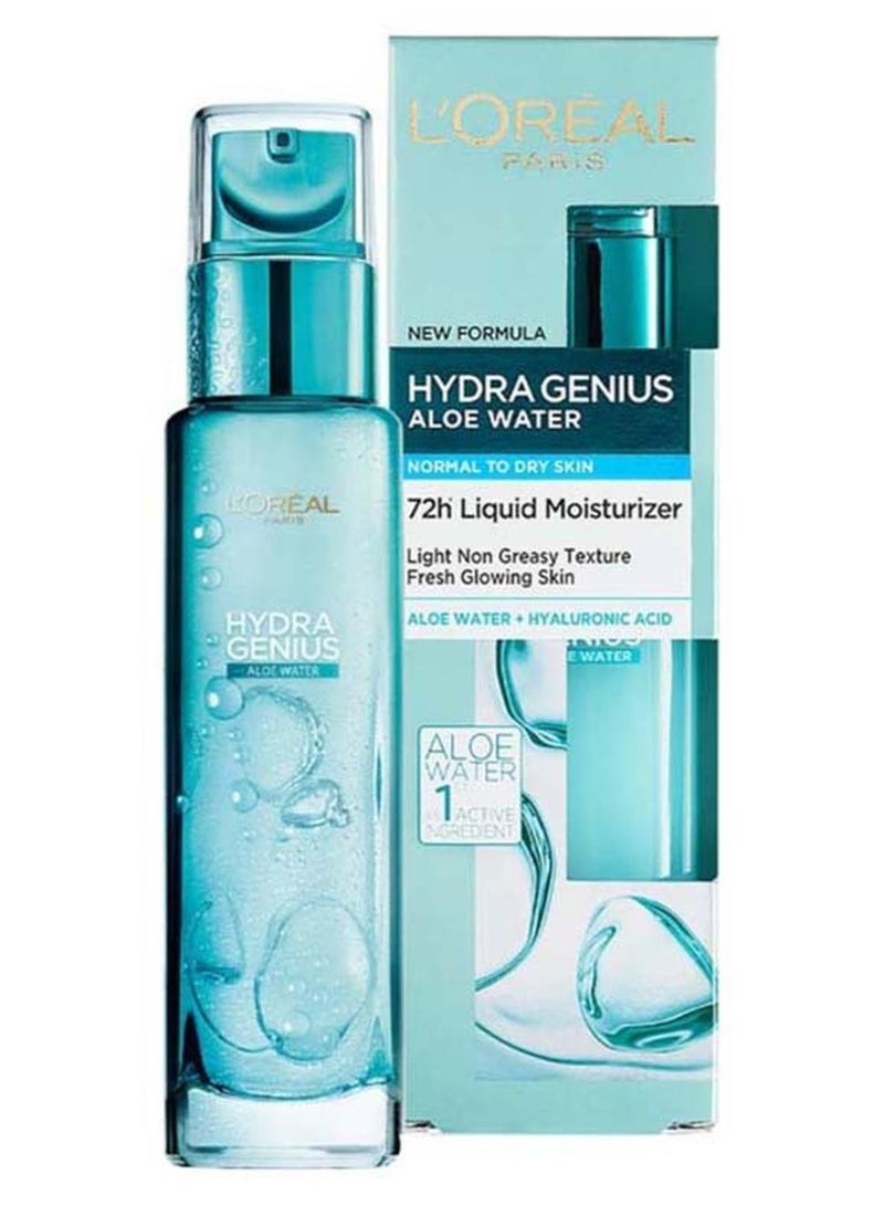 لوريال باريس ماء صبار هيدرا جينيس غني بحمض الهيالورونيك ويعمل كمرطب سائل لتوفير ترطيب يصل إلى 72 ساعة، مناسب للبشرة العادية إلى الجافة شفاف 70ملليلتر - Image 1