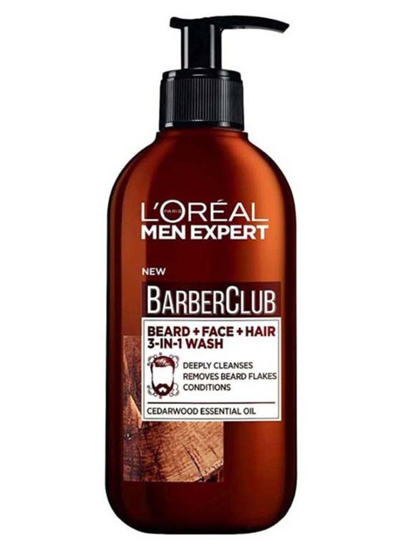 لوريال باريس لوريال مين إكسبرت باربر كلوب 3 في 1 غسول اللحية والشعر والوجه شفاف 200 مل شفاف 200ملليلتر - Image 1