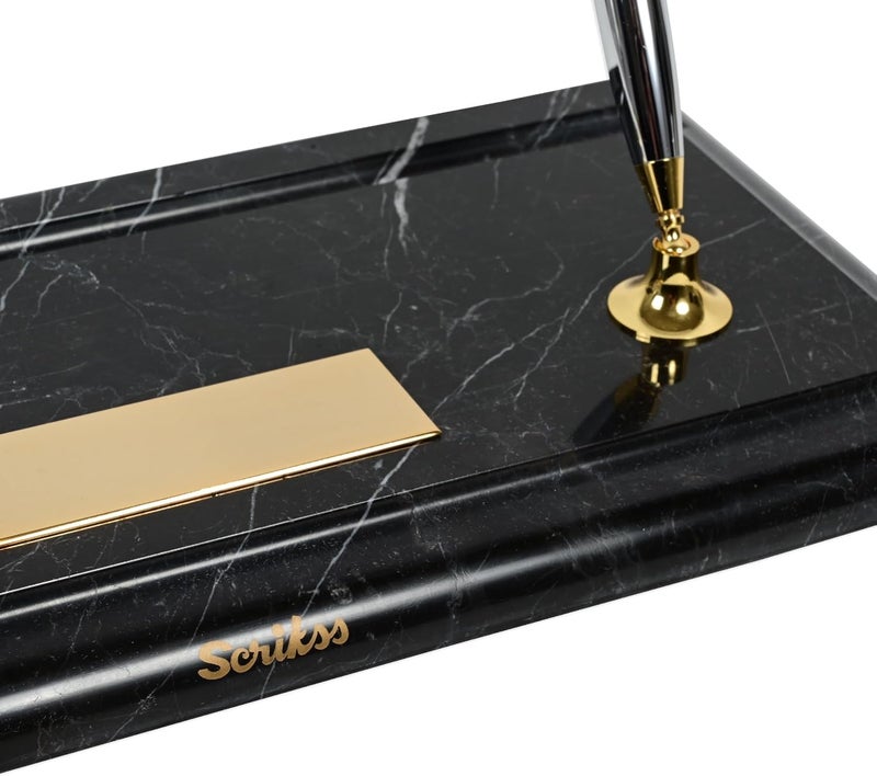 Scrikss Desk Set - Ball and Fountain Pen (Black, Gold Chrome) Black - Image 5