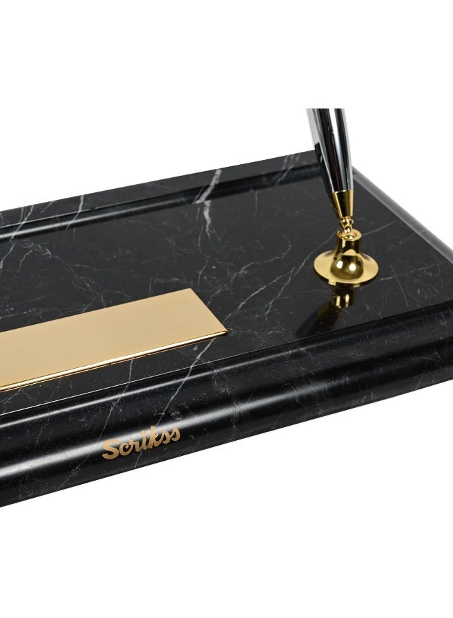 Scrikss Desk Set - Ball and Fountain Pen (Black, Gold Chrome) Black - Image 4