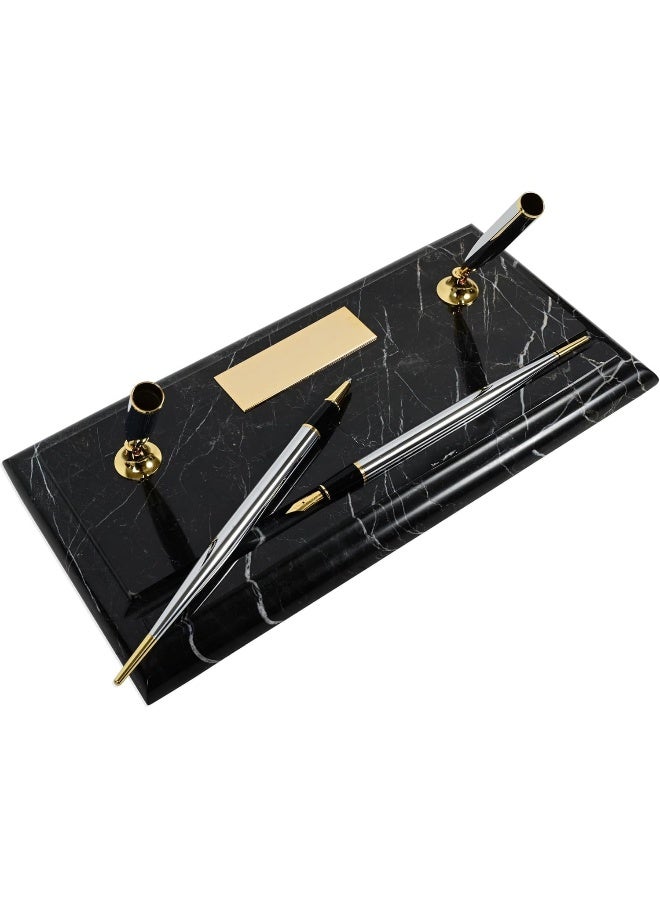 Scrikss Desk Set - Ball and Fountain Pen (Black, Gold Chrome) Black - Image 3