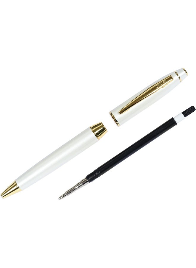 Scrikss Noble 35 White Gold Ballpoint Pen and Mechanical Pencil Set White and Gold - Image 3