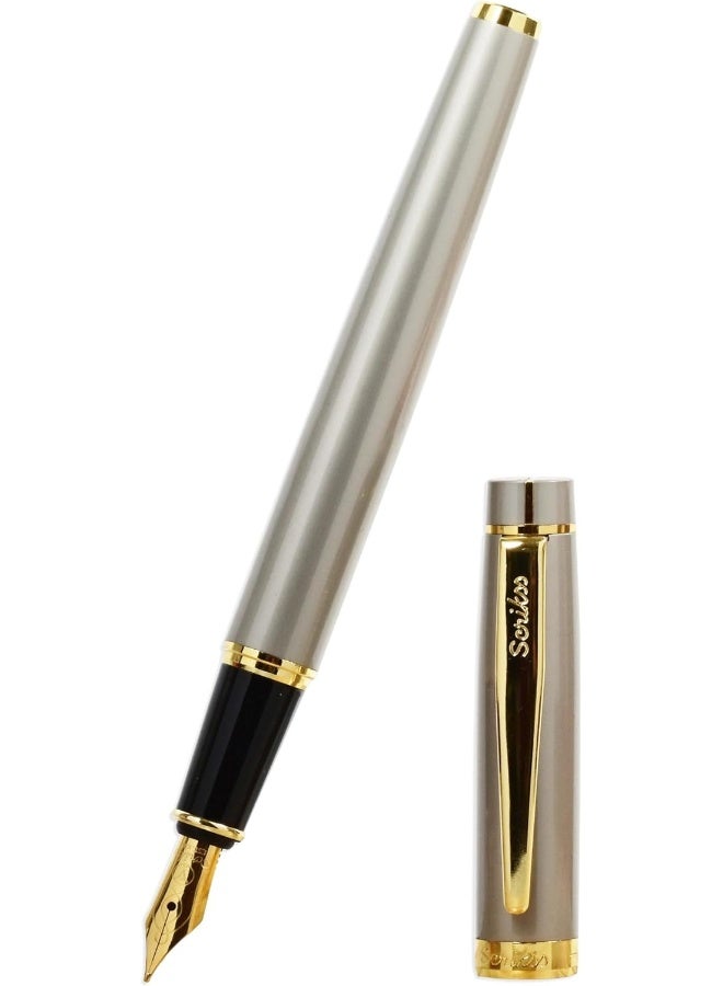 Scrikss Gift Set DR202 - Wallet, Ballpen, and Fountain Pen Gold/Silver/Brown - Image 4