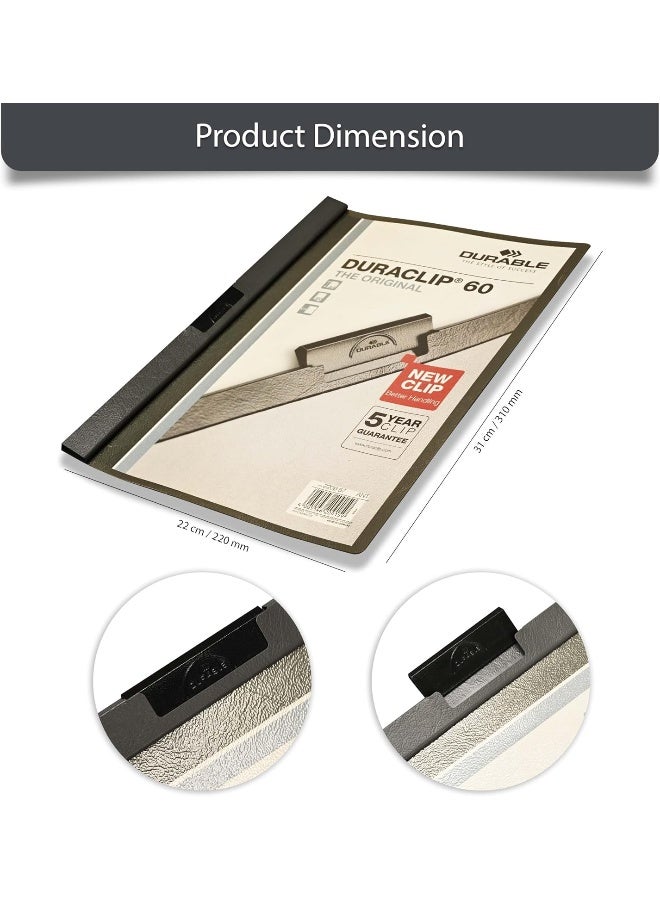 Durable Duraclip File - A4 Size, Dark Grey, 25-Piece Dark Grey/Black - Image 5