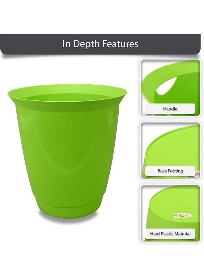 Durable Green Plastic Waste Basket Green - Image 3