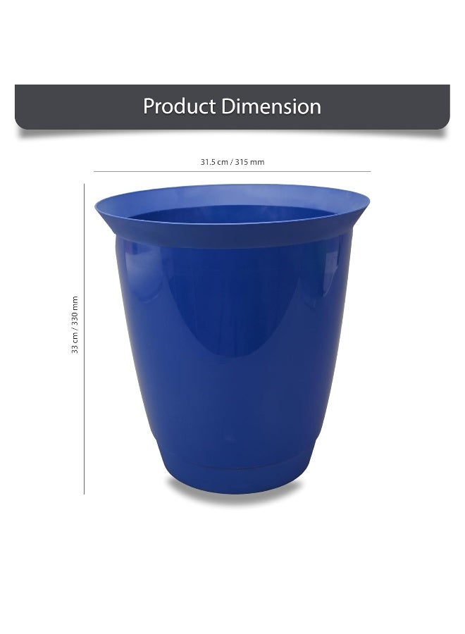 Durable Opaque Blue Waste Basket - 20 Liters Blue - Image 4