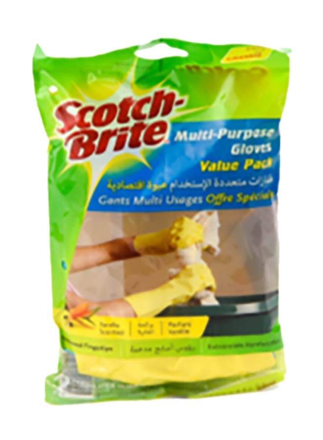 Scotch Brite Multi-Purpose Vanilla Scented Latex Gloves  2 Pairs Large Yellow 