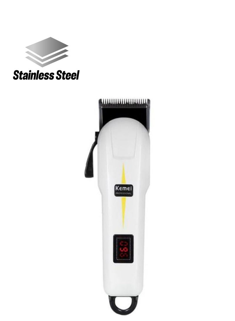 Kemei Rechargeable Hair Clipper Trimmer White/Black - Image 1