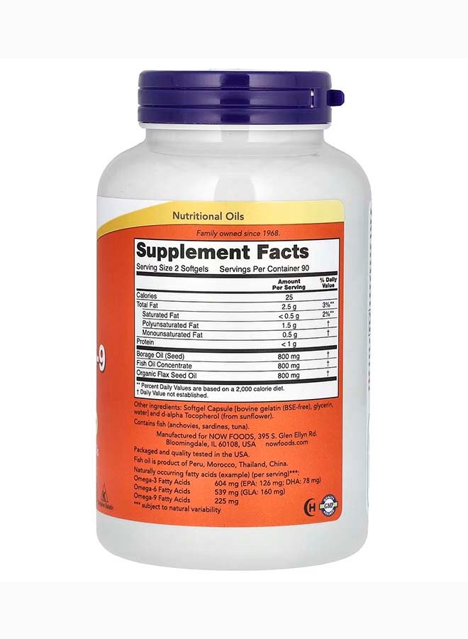 Now Foods Super Omega 3-6-9 Fish oil 180 Softgels - Image 2