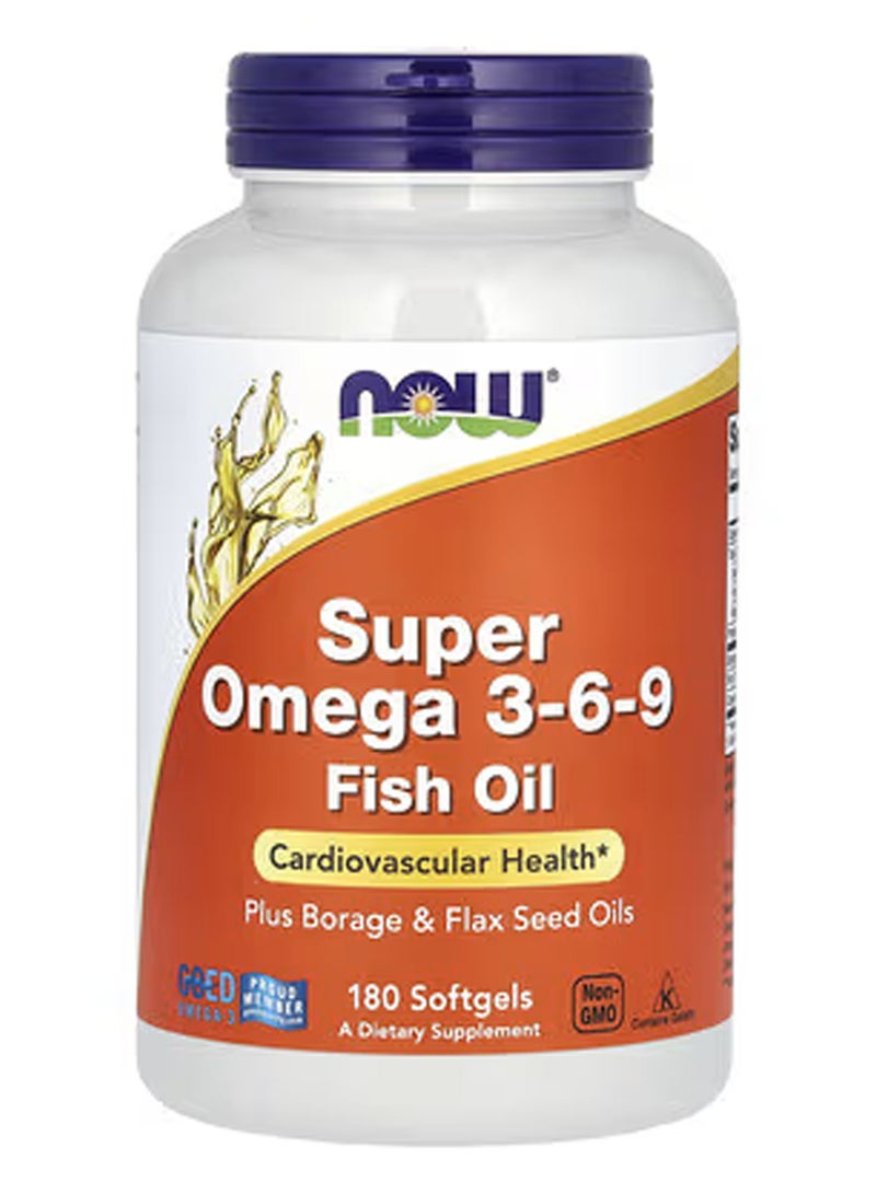 Now Foods Super Omega 3-6-9 Fish oil 180 Softgels - Image 1