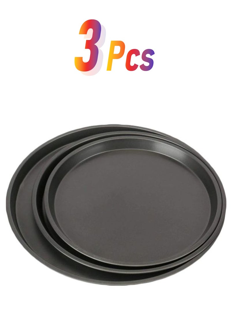 Generic 3-Piece Carbon Steel Pizza Pan Black  - Image 1