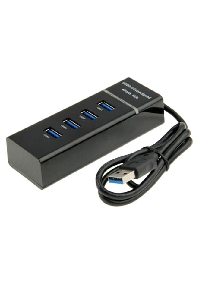 كابل محول وموزع محمول مزود بعدد 4 منافذ USB 3.0 أسود