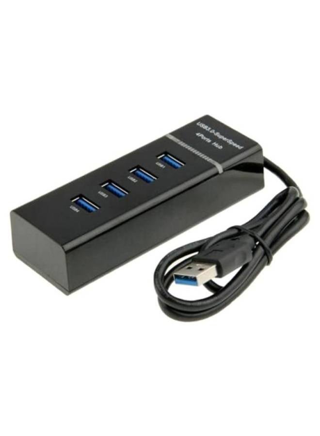 كابل محول وموزع محمول مزود بعدد 4 منافذ USB 3.0 أسود - Image 2