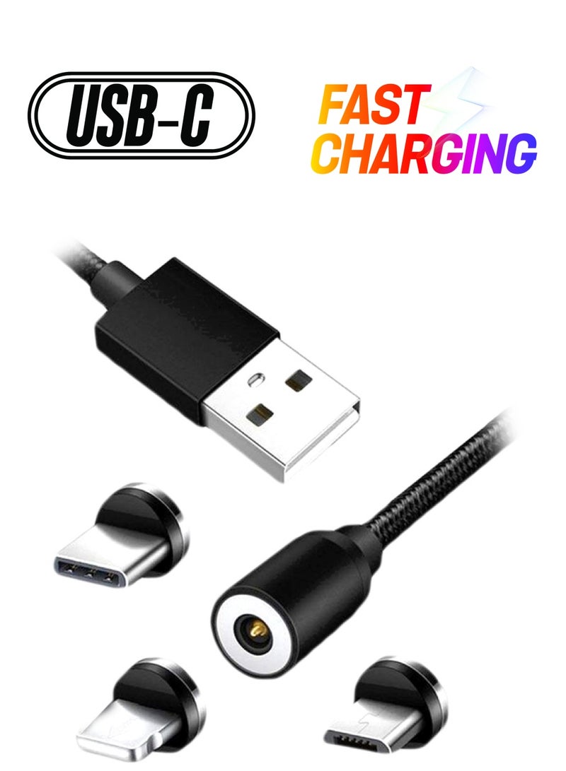 3-In-1 Magnetic Charging Cable Black - Image 1