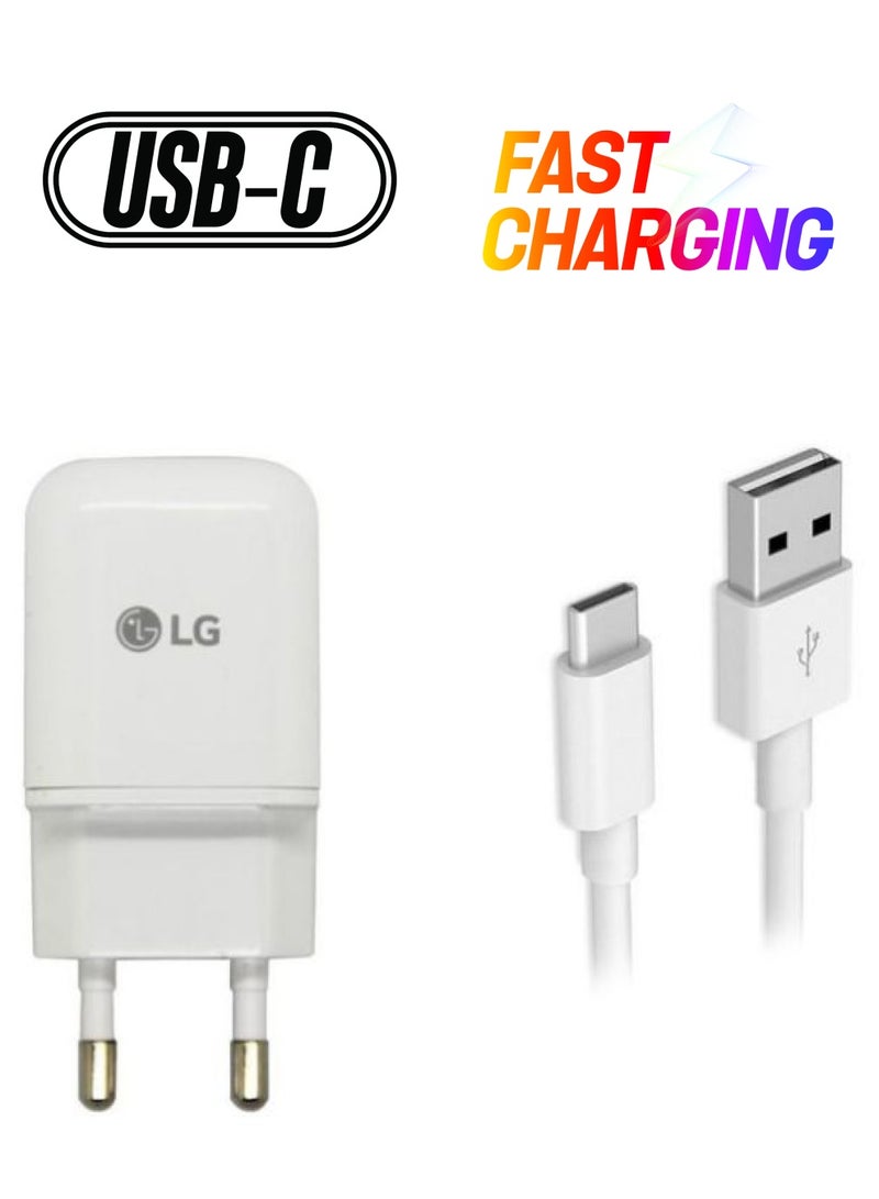 LG 2-Pin Mobile Phone Charger With Type Cable White