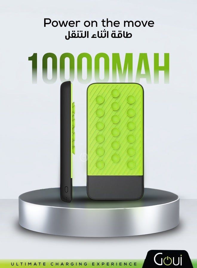 Goui 2 in 1 Power Bank 10000 mAh and Wireless Charger Lux Qi – Qualcomm Quick Charge 3.0 and Power Delivery PD Technology, Wireless Charging with Qi Technology, Smart Charging with USB and Type-C Ports, Compatible with iPhone, Samsung, Galaxy and More Black/Green - Image 1