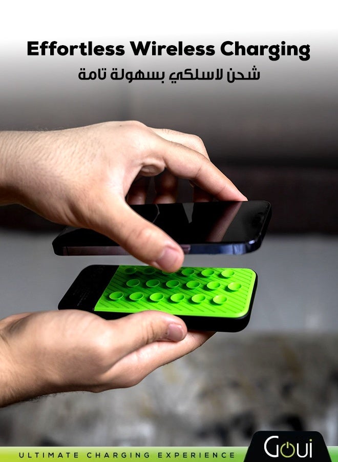 Goui 2 in 1 Power Bank 10000 mAh and Wireless Charger Lux Qi – Qualcomm Quick Charge 3.0 and Power Delivery PD Technology, Wireless Charging with Qi Technology, Smart Charging with USB and Type-C Ports, Compatible with iPhone, Samsung, Galaxy and More Black/Green - Image 3
