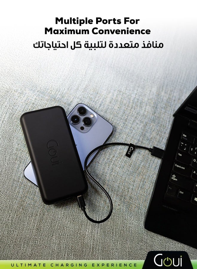 Goui 2 in 1 Power Bank 10000 mAh and Wireless Charger Lux Qi – Qualcomm Quick Charge 3.0 and Power Delivery PD Technology, Wireless Charging with Qi Technology, Smart Charging with USB and Type-C Ports, Compatible with iPhone, Samsung, Galaxy and More Black/Green - Image 5