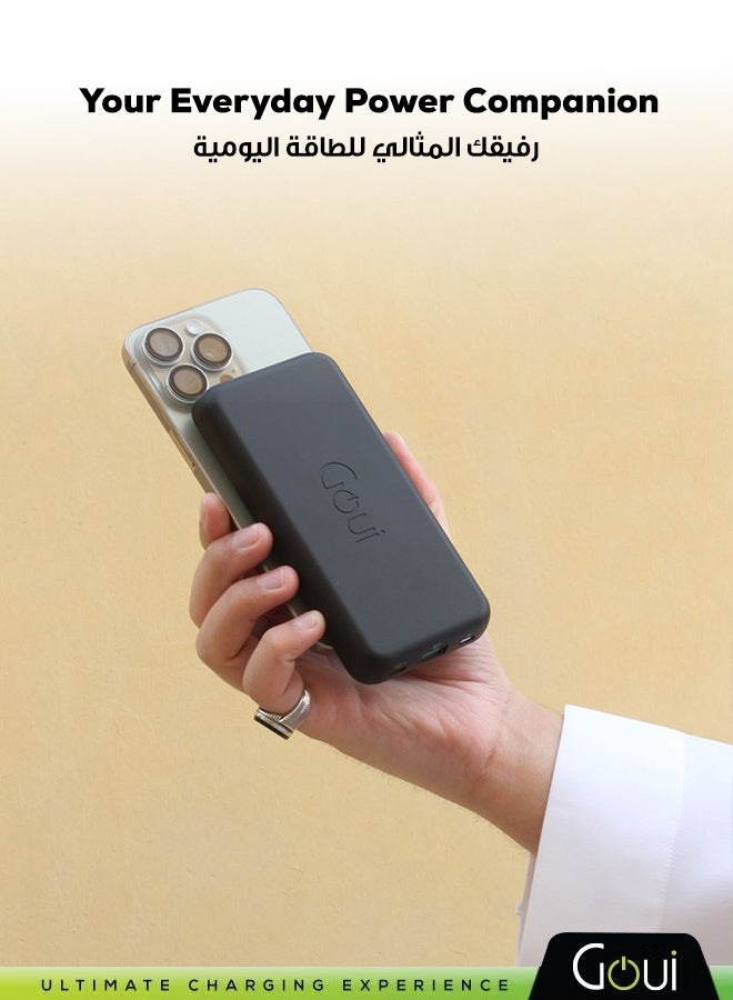 Goui 2 in 1 Power Bank 10000 mAh and Wireless Charger Lux Qi – Qualcomm Quick Charge 3.0 and Power Delivery PD Technology, Wireless Charging with Qi Technology, Smart Charging with USB and Type-C Ports, Compatible with iPhone, Samsung, Galaxy and More Black/Green - Image 2