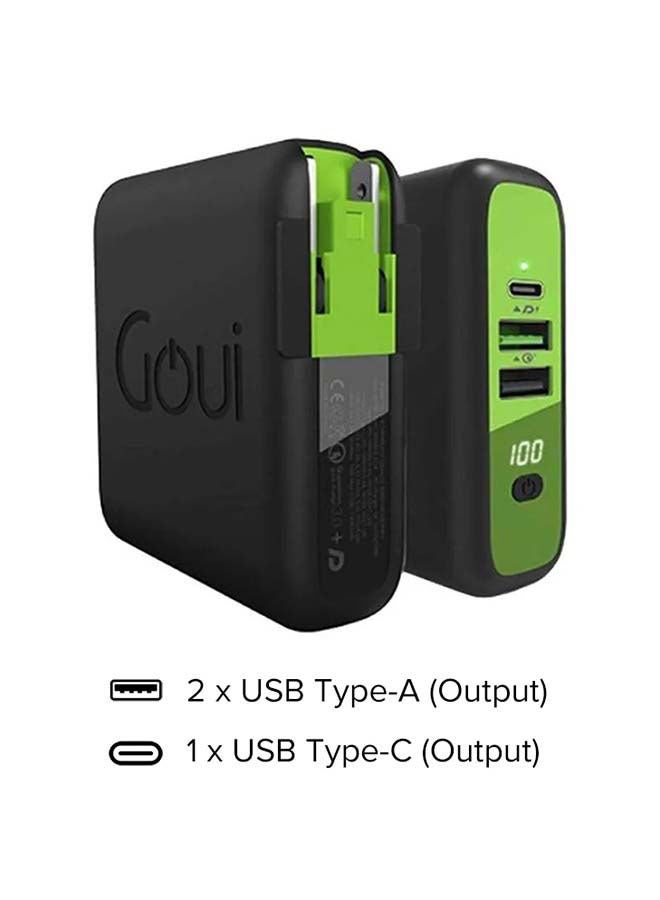 Goui 8000 mAh Mbala.Qi Power Bank With Wireless And Wall Charger Black/Green - Image 2