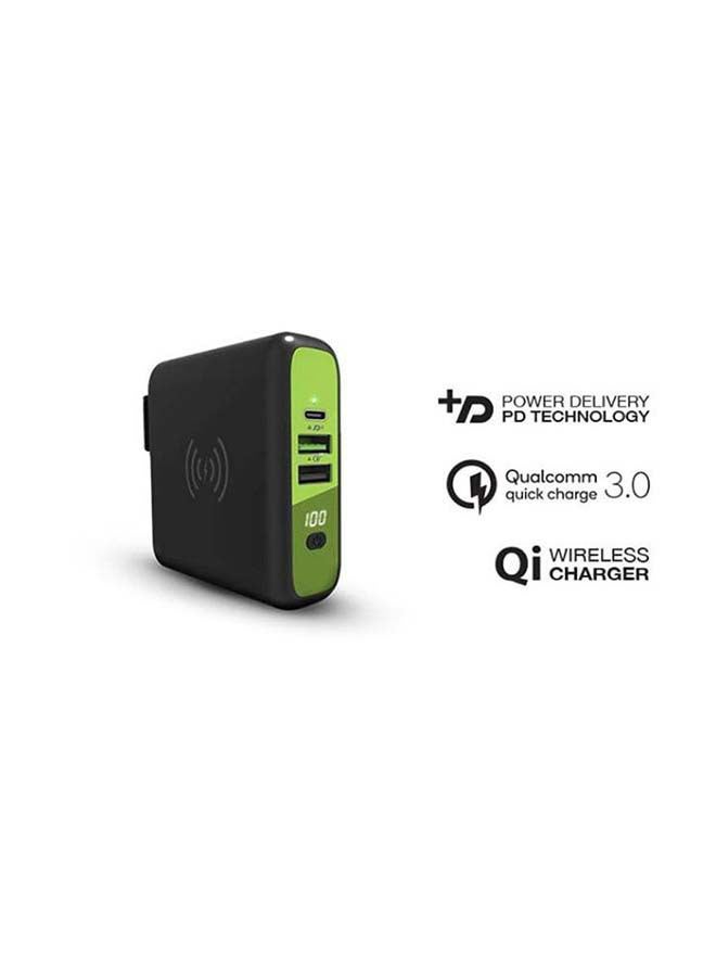 Goui 8000 mAh Mbala.Qi Power Bank With Wireless And Wall Charger Black/Green - Image 3