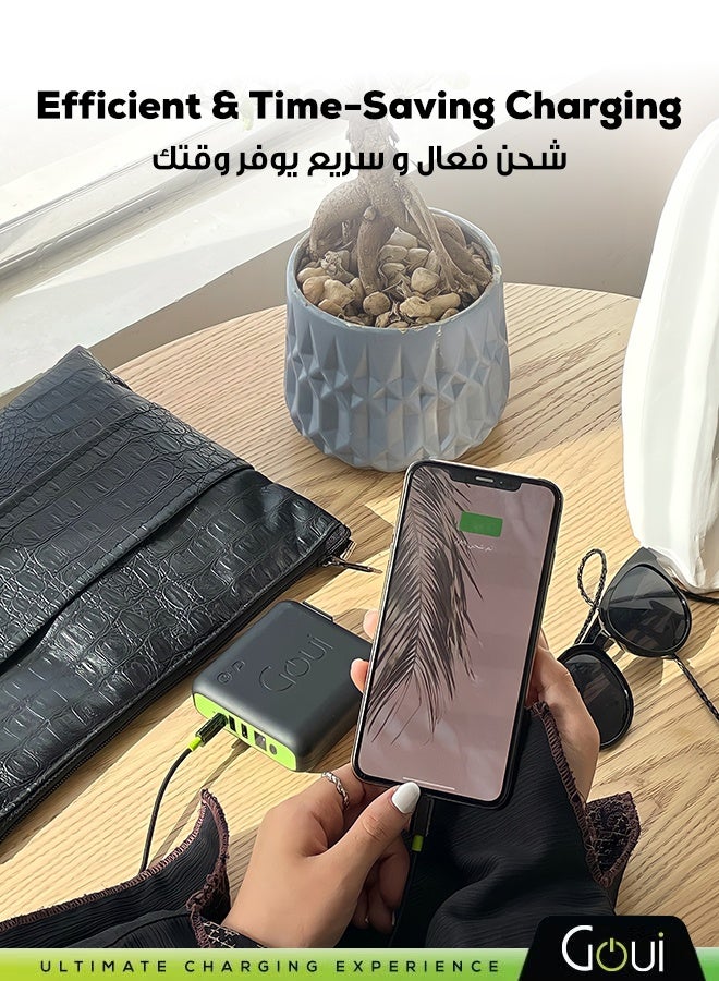 Goui 8000mAh Mbala 3-in-1 Power Bank, Wireless Charger, and Wall Charger – Compact and Portable Design, Perfect for Travel. Provides Instant Power to Charge Your Devices Anytime, Anywhere. Fast Charging for iPhones, Samsung, Galaxy, iPad Pro, AirPods, Huawei, Tablets, GPS devices, MP3/MP4 players, and more Black/Green - Image 3