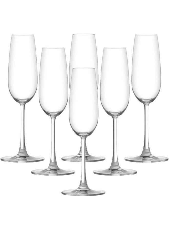 Ocean Madison Flute Champagne Glass, Set Of 6, Clear, 210 Ml, 015F07, Champagne Flutes, Champagne Glasses, Sparkling Wine Flutes, Tulips Glasses, Couple Glass Clear - Image 1