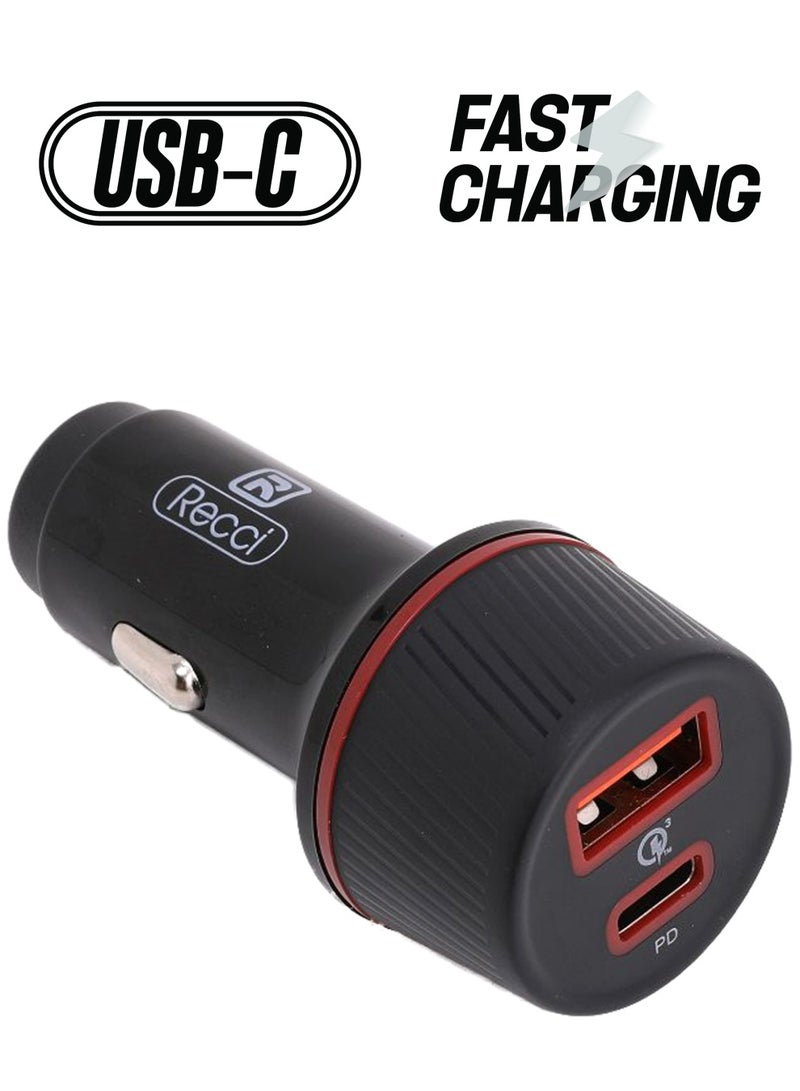 Recci Dual Port Car Charger Black - Image 1