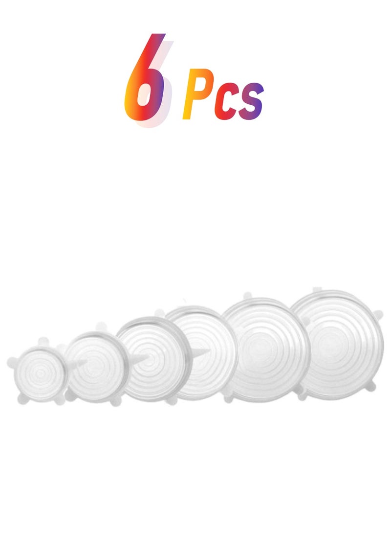 6-Piece Stretchable Silicone Lid Set Clear 6-Piece - Image 1