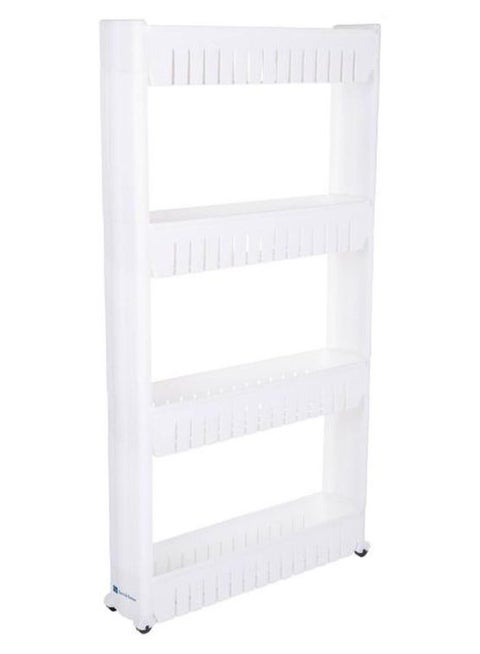 رف منظم من 4 طبقات للمطبخ أبيض