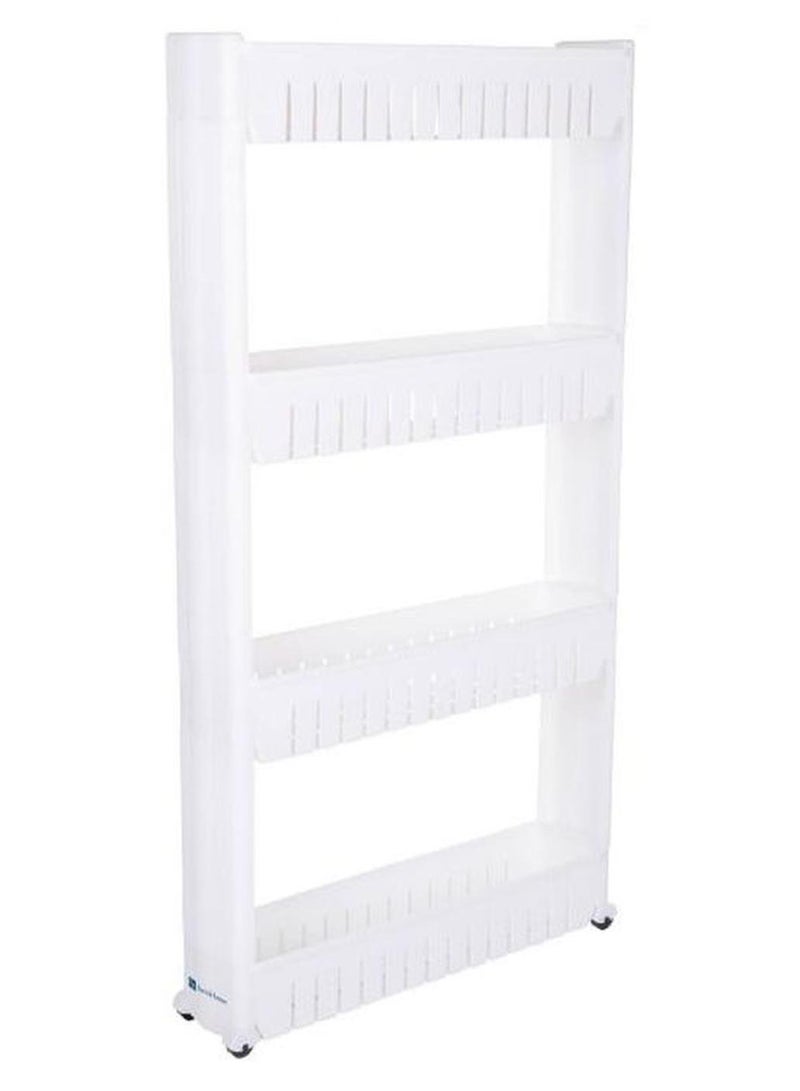 رف منظم من 4 طبقات للمطبخ أبيض