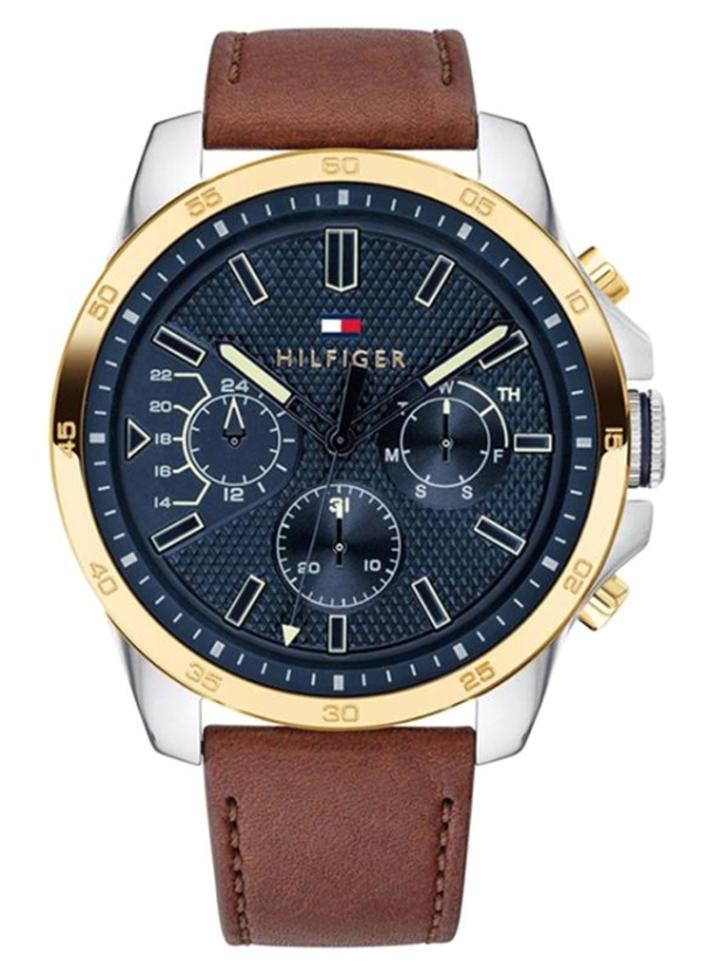 تومي هيلفيغر ساعة كرونوجراف بسوار من الجلد طراز 1791561 للرجال - Image 1