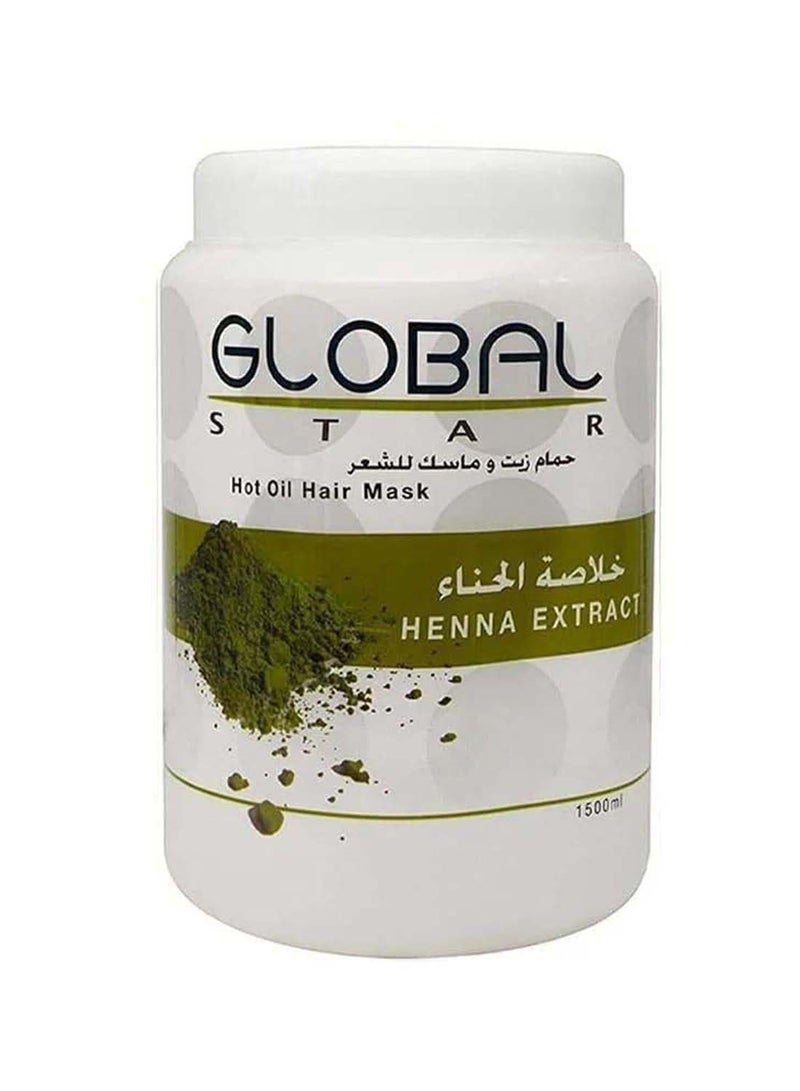 جلوبال ستار قناع شعر بزيت الأعشاب الساخن مع مستخلص الحناء، 1500 مل