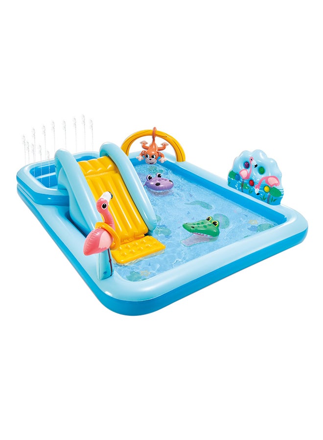 انتكس مركز لعب قابل للنفخ من Jungle Adventure مع زحليقة مقاس 244x198x71 سم 244x198x71سم - Image 1