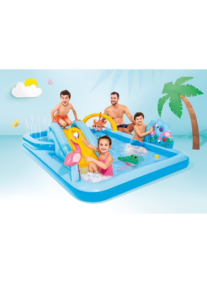 انتكس مركز لعب قابل للنفخ من Jungle Adventure مع زحليقة مقاس 244x198x71 سم 244x198x71سم - Image 2