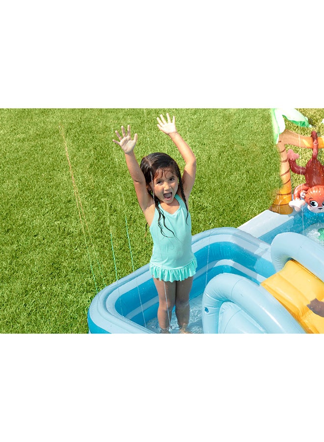 انتكس مركز لعب قابل للنفخ من Jungle Adventure مع زحليقة مقاس 244x198x71 سم 244x198x71سم - Image 4