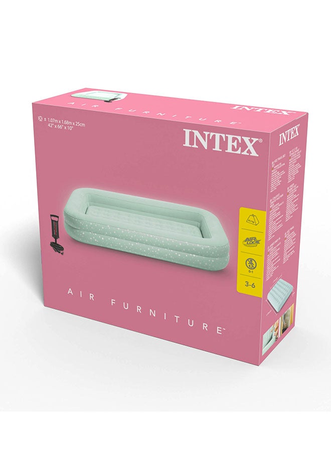 INTEX - Kidz Travel Bed Set with Hand Pump - Stars Design Polystyrene White 107x168x25cm - Image 1