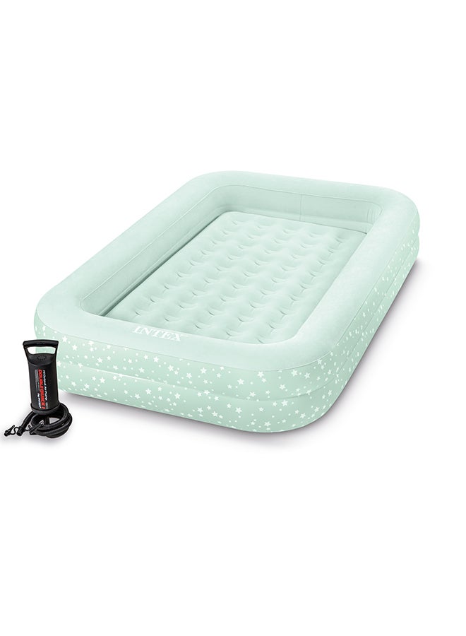 INTEX - Kidz Travel Bed Set with Hand Pump - Stars Design Polystyrene White 107x168x25cm - Image 1