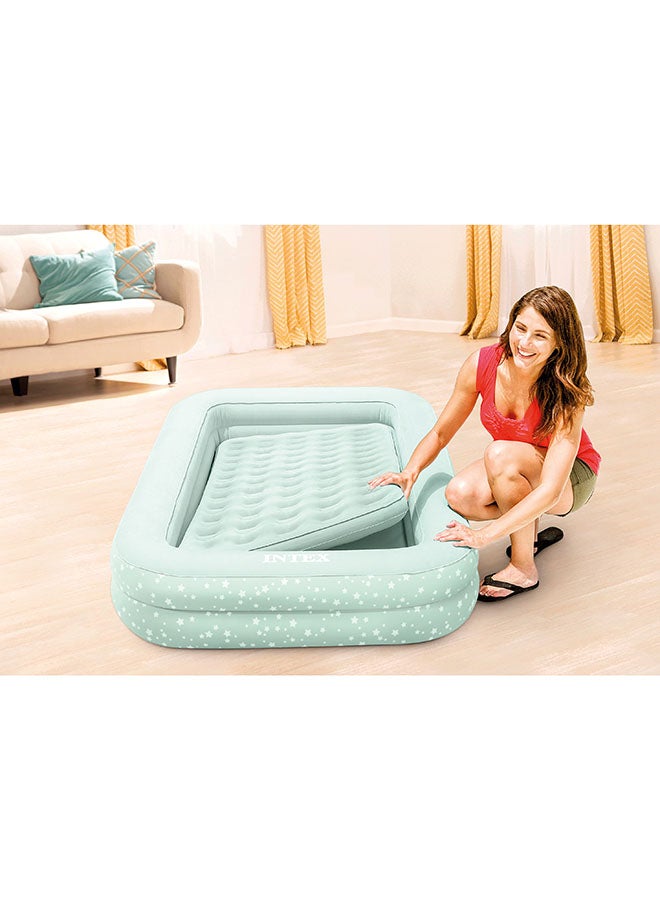 INTEX - Kidz Travel Bed Set with Hand Pump - Stars Design Polystyrene White 107x168x25cm - Image 1
