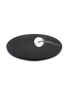 Heritage Products Ceramic Pizza Stone With Pizza Cutter Wheel Black  - Image 1