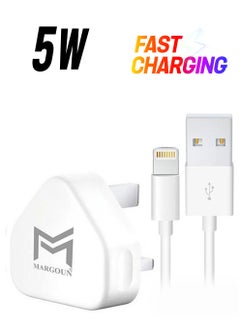 Wall Charger 5W USB Power Adapter with Lightning Cable for iphone 13 Pro White