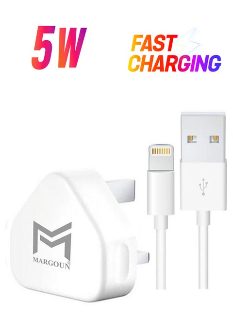 Wall Charger 5W USB Power Adapter with Lightning Cable for iphone 12 Pro White
