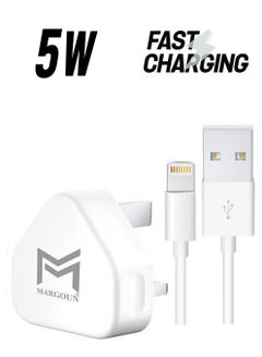 Wall Charger 5W USB Power Adapter with Lightning Cable for iphone 11 White