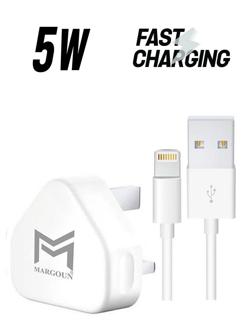 MARGOUN - Wall Charger 5W USB Power Adapter with Lightning Cable for iphone 11 White - Image 1