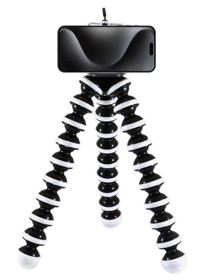 MARGOUN - Flexible Tripod For iPhone Android Camera Bendable Legs Adjustable Stand Holder For Selfies Vlogging Beauty Makeup Live Streaming Recording / Black Black/White - Image 1